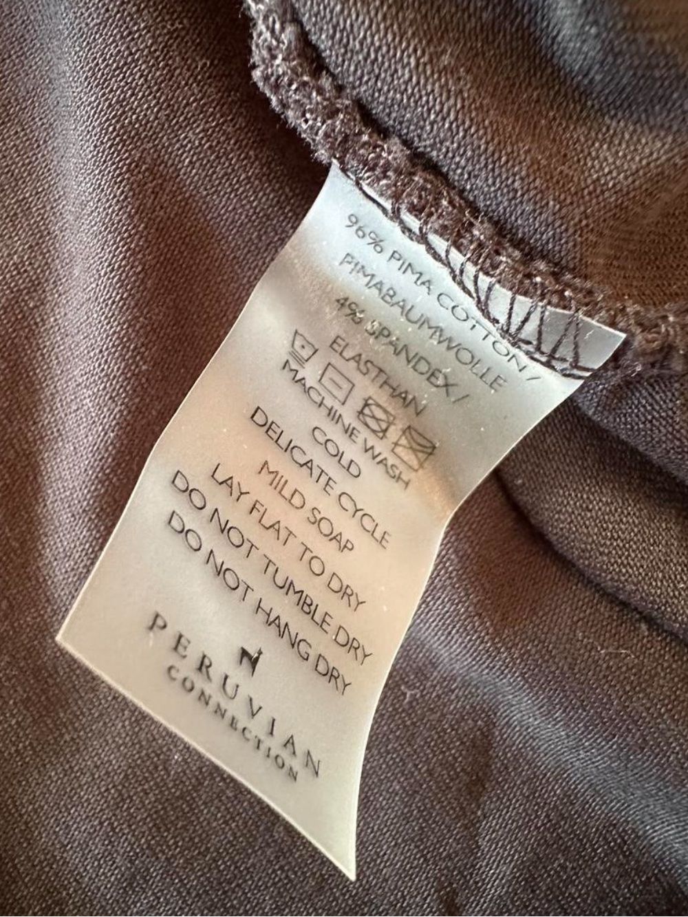 Peruvian Connection Pima Cotton Draped Ruched Faux Wrap Top Charcoal Minimalist - Picture 8 of 8
